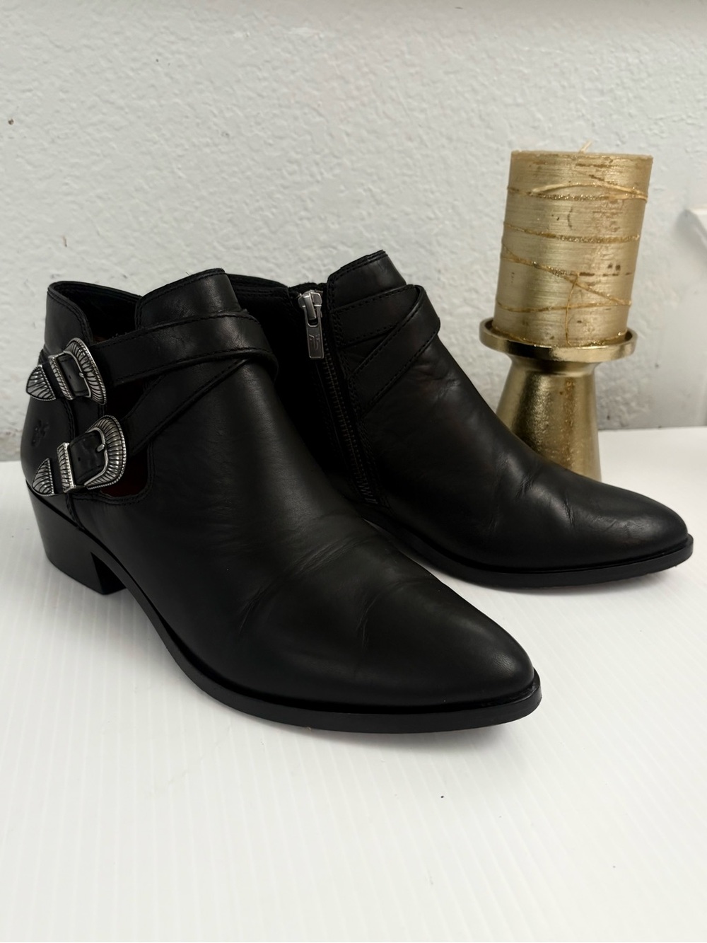 FRYE Ray Western Shootie Women's Black Boots Smooth Size 8.5M